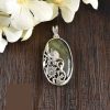 Pendentif en argent gravé persan avec pierre précieuse Labradorite