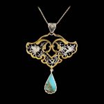 Pendentif en argent gravé persan avec pierre précieuse Turquoise
