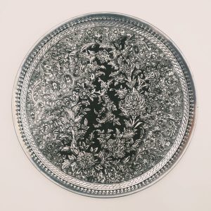 Plateau en cuivre décoratif gravé à la main avec art artisanal persan Jahani