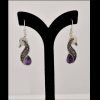Boucles d'oreilles en argent persan Gravées avec Pierre d'Améthyste Violette