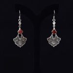 Boucles d’oreilles en argent persan Gravées avec Pierre Synthétique