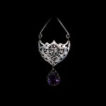 Boucles d’oreilles en argent persan Gravées avec Pierre d’Améthyste