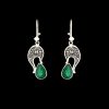 Boucles d'oreilles en argent persan Gravées avec Pierre Synthétique