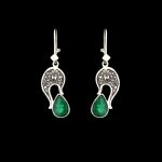 Boucles d’oreilles en argent persan Gravées avec Pierre Synthétique