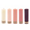 Ensemble de 5 bougies pilier en cire d'abeille modèle Rose (2x)