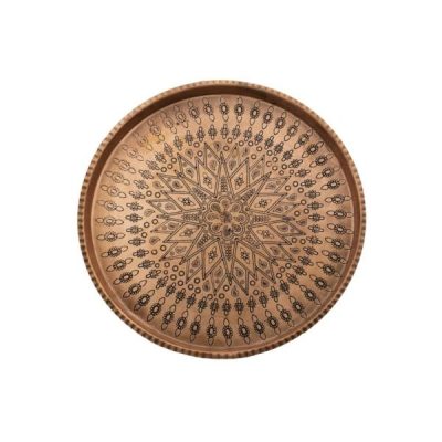 Plat de Service Persan en Cuivre Traditionnellement Martelé Shams