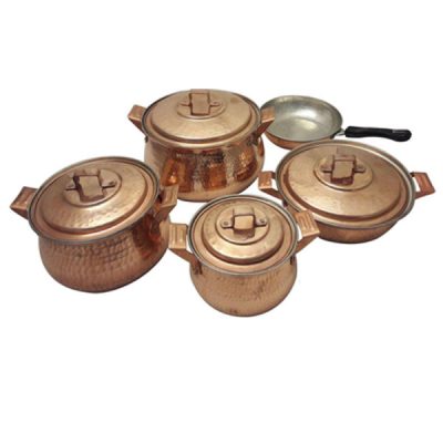 Marmite en cuivre persan – Style de cuisson martelé traditionnel Sitara, Ensemble de 9