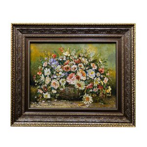 Hand-Knotted Persian Pictorial Rug from Tabriz Depicting Bouquet Roses