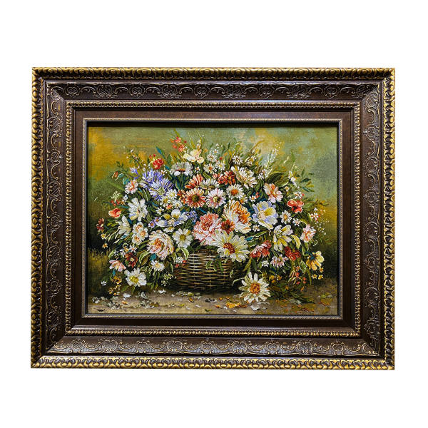 Hand-Knotted Persian Pictorial Rug from Tabriz Depicting Bouquet Roses