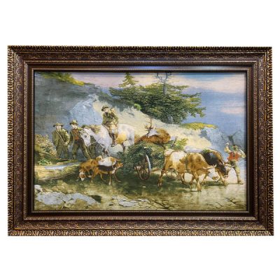 Tapis persan figuratif noué à la main de Tabriz représentant un cheval