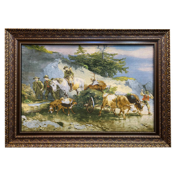 Hand-Knotted Persian Pictorial Rug from Tabriz Depicting Horse
