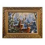 Tapis persan figuratif noué à la main de Tabriz représentant un cerf