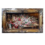 Tapis persan figuratif noué à la main de Tabriz représentant des fleurs de Goldan