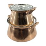 Marmite en cuivre persan – Style de cuisson martelé traditionnel Gilda, Ensemble de 2