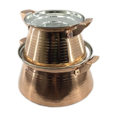 Marmite en cuivre persan – Style de cuisson martelé traditionnel Gilda, Ensemble de 2