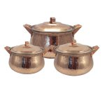 Marmite en cuivre persan – Style de cuisson martelé traditionnel Hiva, Ensemble de 3