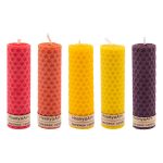Ensemble de 5 bougies pilier en cire d’abeille modèle Jaune (2x)