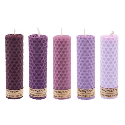 Ensemble de 5 bougies pilier en cire d’abeille modèle Banafsheh (2x)