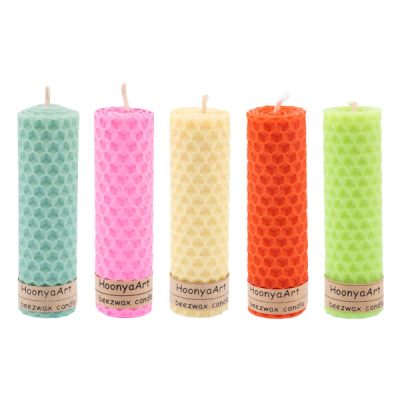 Ensemble de 5 bougies pilier en cire d’abeille modèle Rouge (2x)