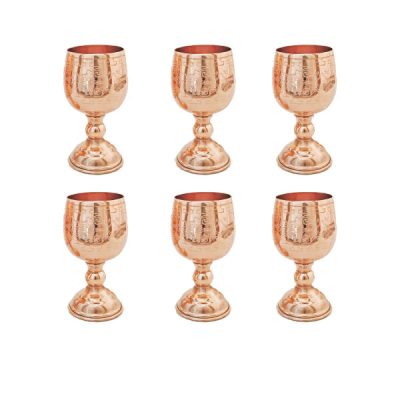 Ensemble de 6 verres à vin en cuivre persan martelé – Modèle Taban