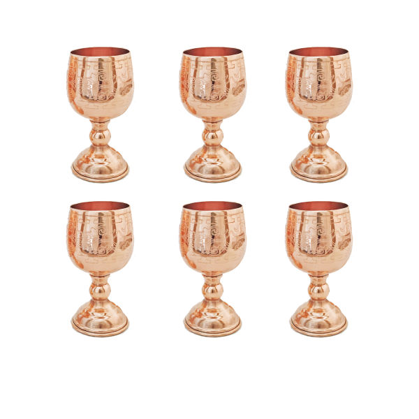 Ensemble de 6 verres à vin en cuivre persan martelé - Modèle Taban