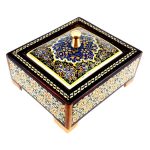 Boîte à Bijoux en Bois Artisanale avec Design Khatam Persan – Bleu