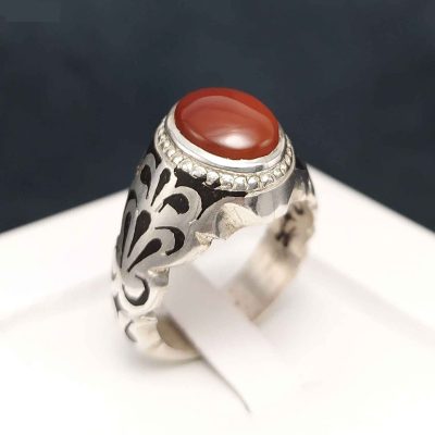Bague en argent Aqeeq yéménite persane pour hommes – Arad