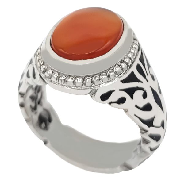 Bague en argent Aqeeq yéménite persane pour hommes - Hasti