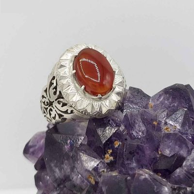 Bague en argent Aqeeq yéménite persane pour hommes – Taha