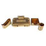 Persian Wooden Office desk Set decorated with Khatamkari ArEnsemble de bureau en bois perse décoré avec l’art du Khatamkari – 10 piècest 10 Pieces
