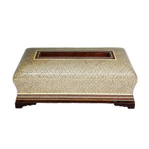 Couvercle de boîte à mouchoirs en bois persan fait main – Khatamkari Garden II
