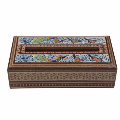Couvercle de boîte à mouchoirs en bois persan fait main – Khatamkari Golnaz II