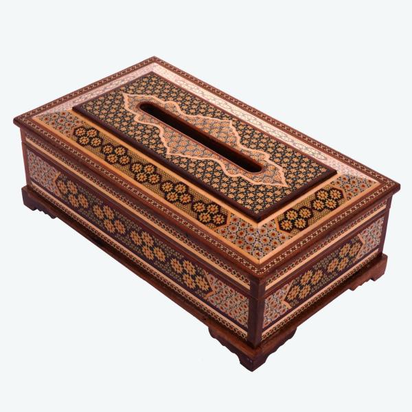 Couvercle de boîte à mouchoirs en bois persan fait main – Khatamkari Golnaz III