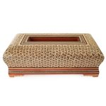 Couvercle de boîte à mouchoirs en bois persan fait main – Khatamkari Kamrani