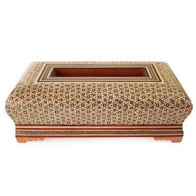 Couvercle de boîte à mouchoirs en bois persan fait main – Khatamkari Kamrani