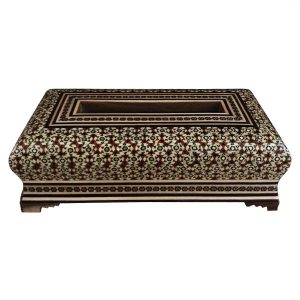 Couvercle de boîte à mouchoirs en bois persan fait main – Khatamkari Nafis