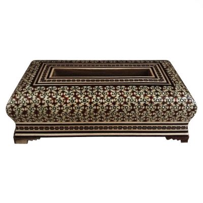 Couvercle de boîte à mouchoirs en bois persan fait main – Khatamkari Nafis