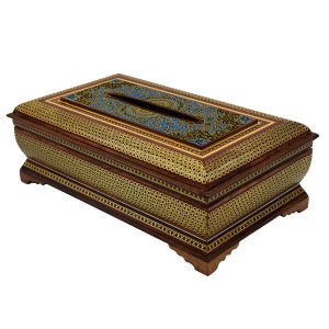Couvercle de boîte à mouchoirs en bois persan fait main – Khatamkari Nafisi