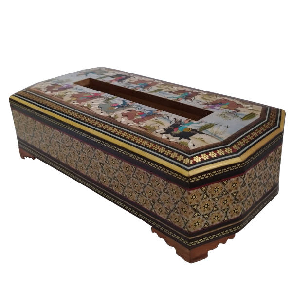 Couvercle de boîte à mouchoirs en bois persan fait main – Khatamkari Shekar