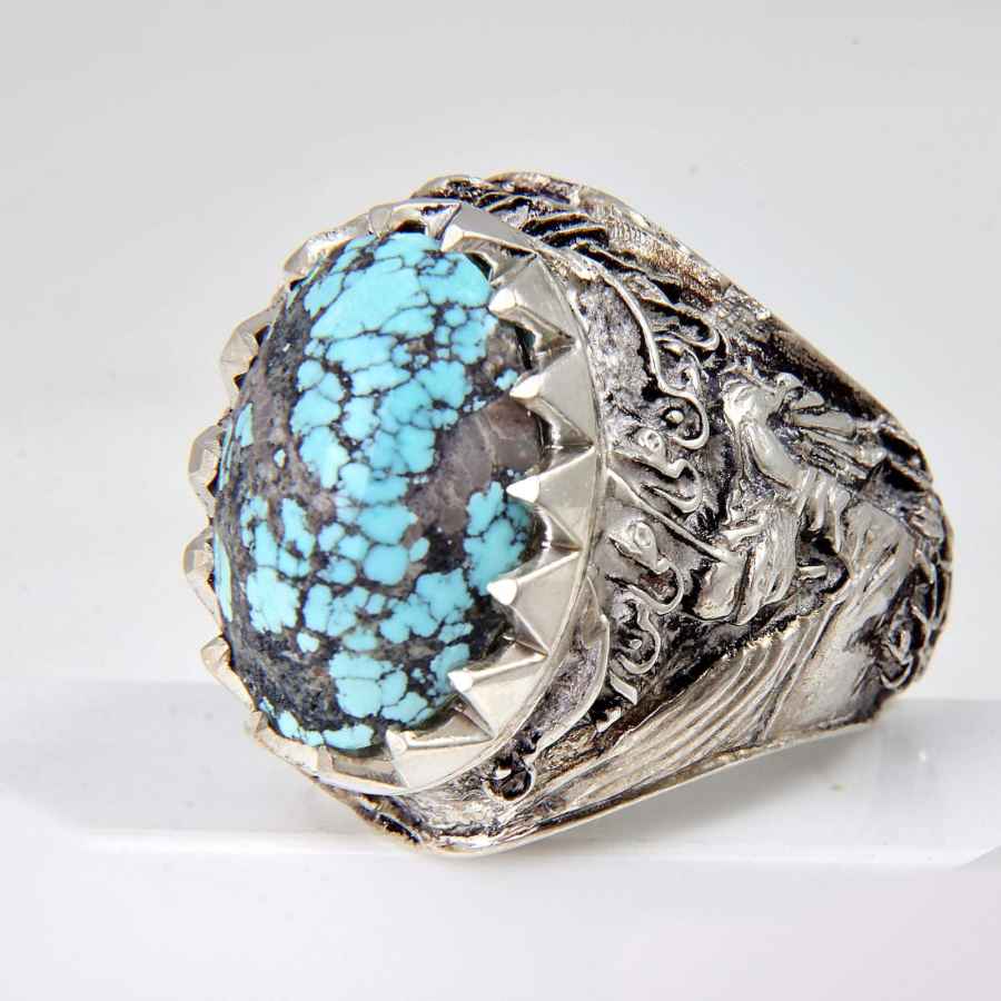 Bague en Argent Persan avec Turquoise de Neyshabur Ashura