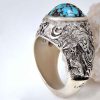Bague en Argent Persan pour Homme avec Turquoise de Neyshabur Imam Reza