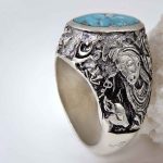 Bague en Argent Persan pour Homme avec Turquoise de Neyshabur Ahoo