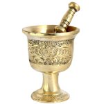 Mortier & Pilon en Laiton avec Motif Floral Persan Traditionnel Arash