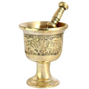 Mortier & Pilon en Laiton avec Motif Floral Persan Traditionnel Arash