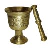 Mortier & Pilon en Laiton avec Motif Floral Persan Traditionnel Arashi