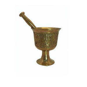 Mortier & Pilon en Laiton avec Motif Floral Persan Traditionnel Darya