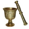 Mortier & Pilon en Laiton avec Motif Floral Persan Traditionnel Mahtab