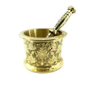 Mortier & Pilon en Laiton avec Motif Floral Persan Traditionnel Parimah