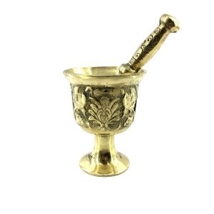 Mortier & Pilon en Laiton avec Motif Floral Persan Traditionnel Parmoon