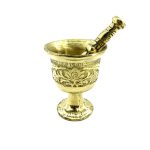 Mortier & Pilon en Laiton avec Motif Floral Persan Traditionnel Sahra